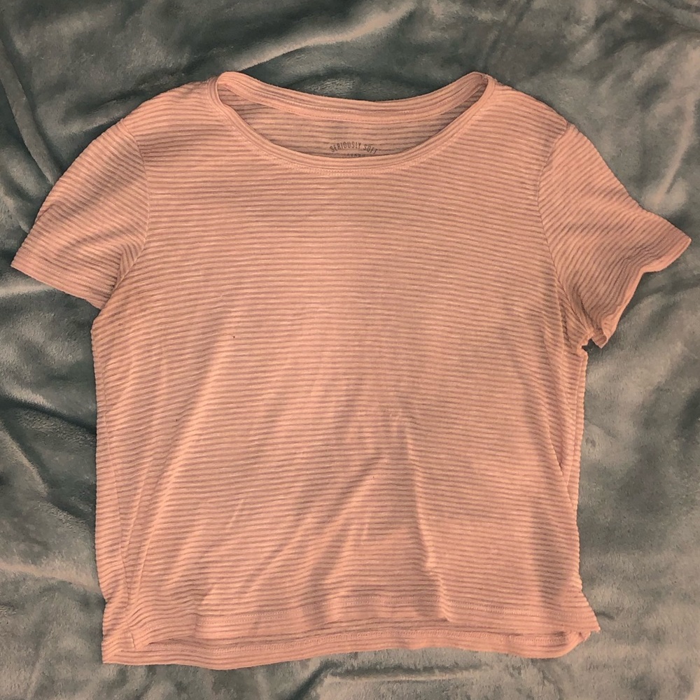 XS Baby Pink Semi-sheer Crop Top